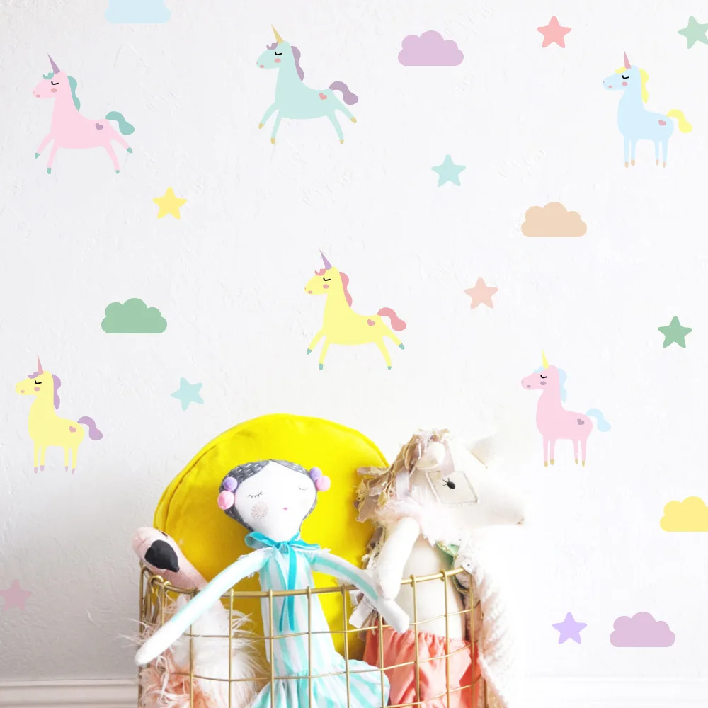 Funlife стикер за стена нов сладък еднорог направи си САМ украса на дома детска стая карикатура дневна спалня декорация на стени, стикери