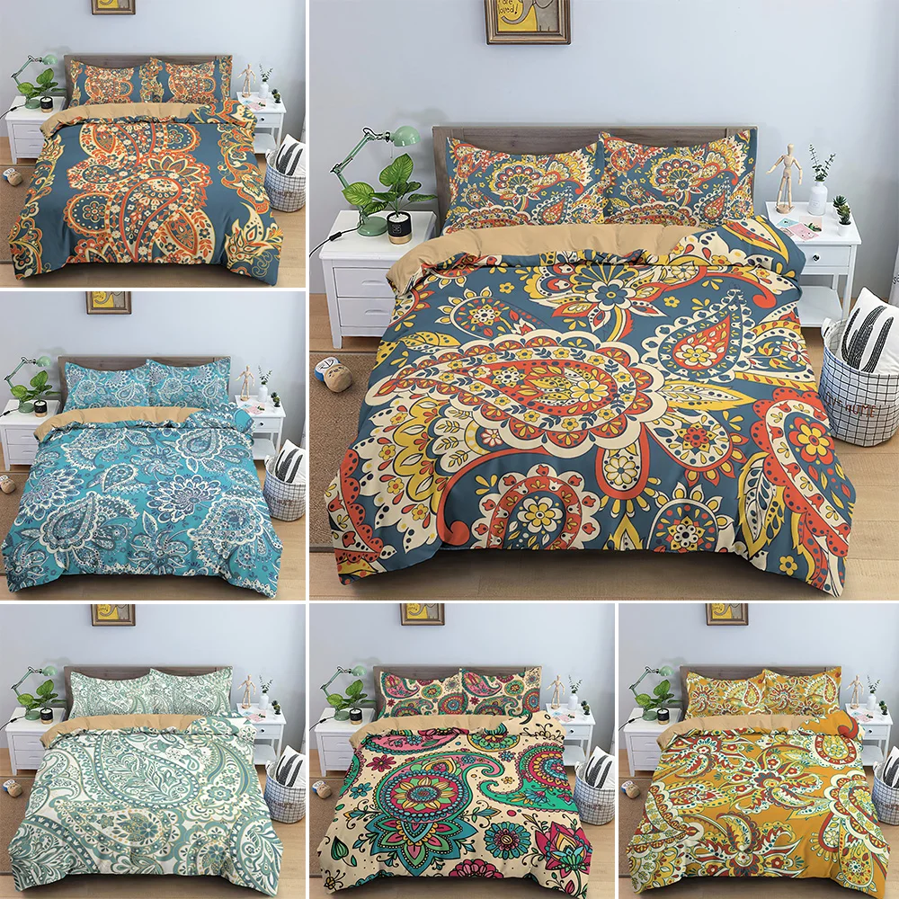 Пейсли стил бохо Мандала декор Крал комплект постелки 2/3шт чаршаф с калъфка Кралица одеяло комплекти за домашен текстил подарък
