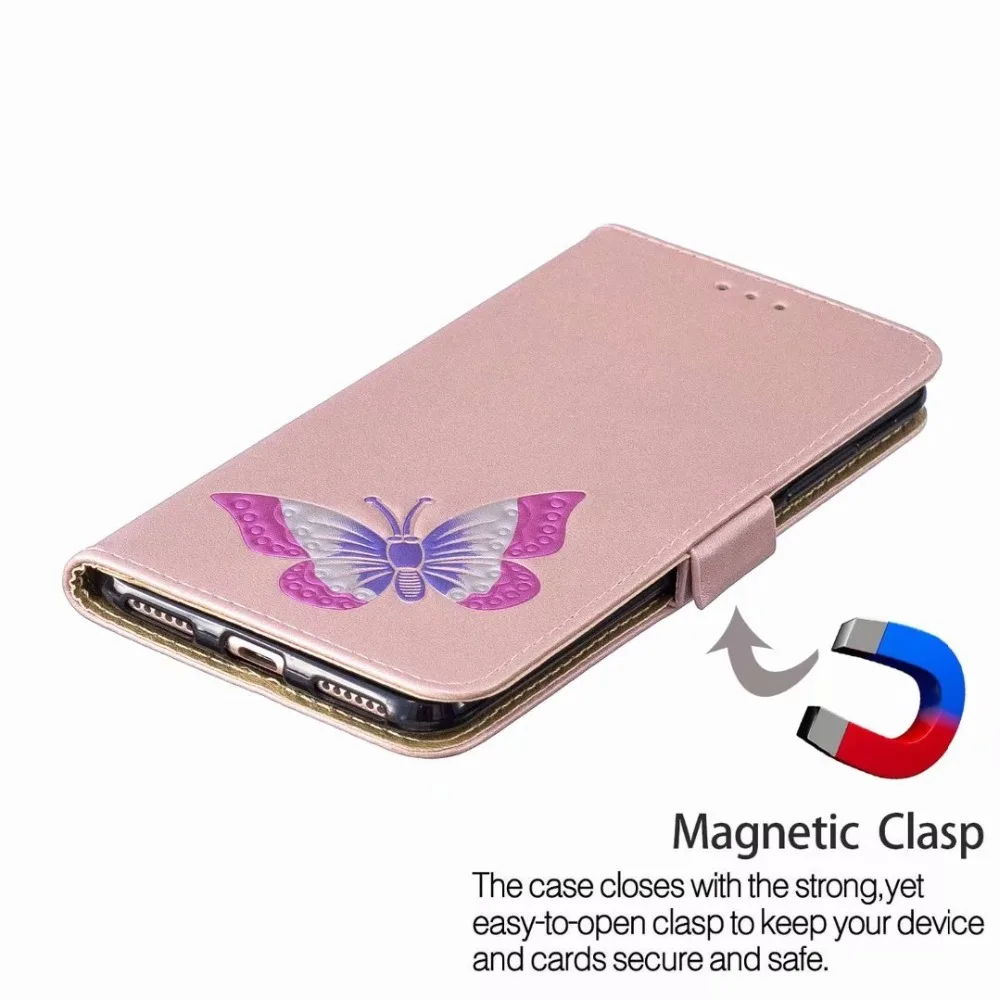 За Xiaomi Mi A2 Case Luxury ПУ Leather Magnetic Butterfly Портфейла Case флип-надолу капак със слот за карта с памет за xiaomi Mi 6X case