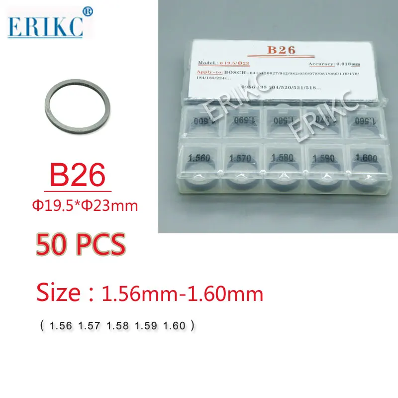 ERIKC B26 Common Rail дизелов инжектор комплект подложки размер от 1,56 мм до 1,60 мм дюза вентил Игла изкачване изравняващи подложки