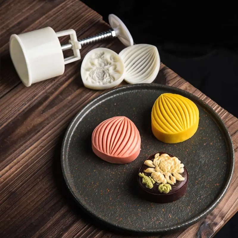 75g Mooncake Мухъл 3D Flower&Shell Design Cookie Печат DIY Moon Cake Мухъл 11UA