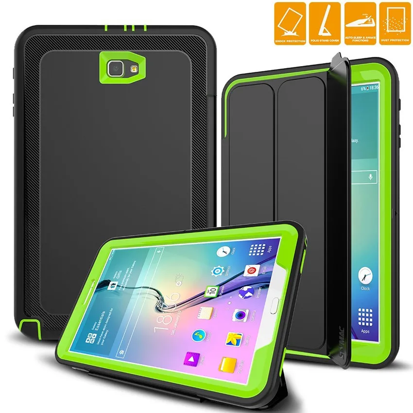 Калъф за Samsung Galaxy Tab A 10.1 T580 T585 Kids Safe устойчив на удари гумен калъф пълна защита за SM-T585 screen protector+дръжка