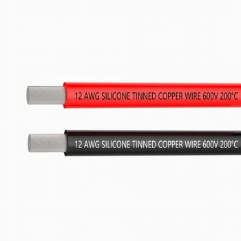 12 AWG Силиконов проводник, свързващ проводник кабели 1,5 м Черен и 1,5 м Червен гъвкав от луженой медна тел устойчиви на висока температура