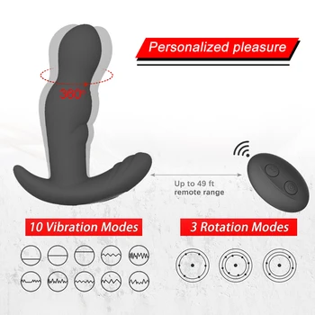 360 Градуса Въртящ Анален Плъгин Вибратор Силикон Мъжки Масажор На Простатата Анален Накрайник Ануса На Вибрация На G-Точката Се Стимулира Секс Играчки За Мъже
