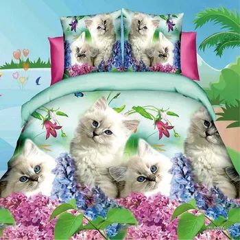 3D комплект постелки чаршаф калъфка за домашни любимци, Панда, Тигър котка вълк лъв 3 бр./компл. 2 бр./компл. 1.5 m 2 m гореща разпродажба