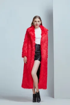 5 Цвята Нов Зимен Изкуствена Кожа Палто Елегантна Секси Знаменитост С Дълъг Ръкав Вечерни Дамски Дълги Палта Зима