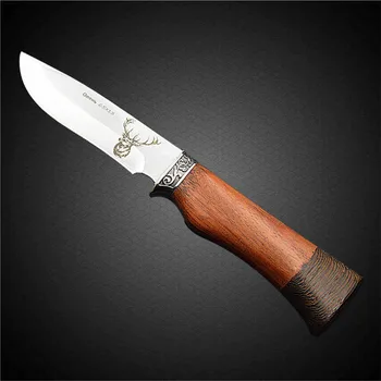 DuoClang тактически ловен нож с фиксирано острие неръждаема стомана 440c венге дървена дръжка къмпинг ножове спасителен инструмент