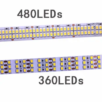 High bright 12V 24V 2835 LED Strip light tape double row IP20 Non-Waterproof 480leds/M 5m/Roll LED Strip White/Warm White