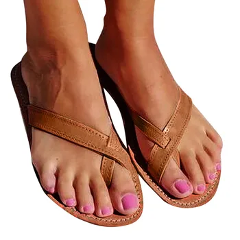 JAYCOSIN ретро плътен цвят чехли дамски плоски с отворени пръсти мода пързалки летни плажни обувки ежедневни открит и закрит разходки