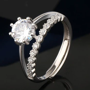 JoyceJelly Classic Real S925 сребро муассанит диамантени пръстени изтеглите 1ct D цвят скъпоценни камъни, годежни подаръци за Рожден Ден