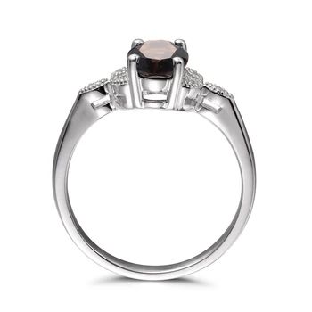 Leige Jewelry Real Natural Smoky Quartz пръстени Син Камък на пръстена септември камък на раждане истинско сребро 925 проба за жени