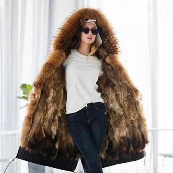 Maomaokong 2020 new plus size winter natural енот parkas black енот fur подплата X long jacket women coat