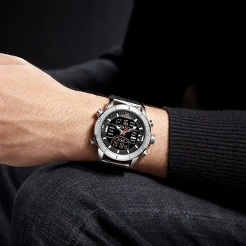 NAVIFORCE мъжки часовници Топ луксозна марка мъжки аналогов цифров дисплей с двойна кварцов часовник военно-спортни ръчни часовници led дисплей