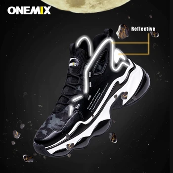 ONEMIX спортни обувки за мъже въздушна възглавница дишаща мрежа черно бели маратонки за жени светоотражающая обувки на платформа маратонки