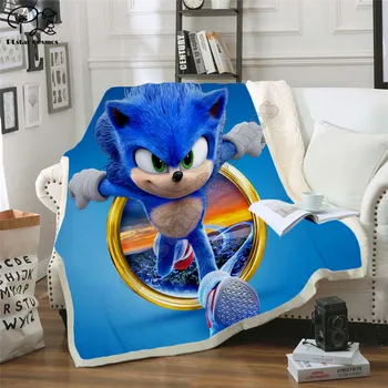 Sonic на Таралеж pattern Blanket 3D full printed Wearable Blanket възрастни / деца Флисовое одеяло спад shippng style -2