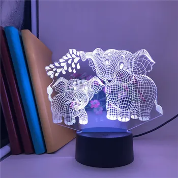 The Elephant Sprinkler Clock Alarm Control 3D Light Lamp Colorful Mood Light персонализирани декор на най-добрият коледен сензорен екран сензор