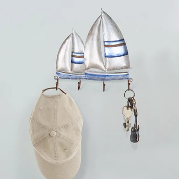 Tooarts плаване с лодка с монтиран на стената желязна кука закачалка 4 куки за дрехи чанти за Монтиране на стена притежателя дрехи декоративен подарък