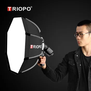 TRIOPO 90 см Снимка осмоъгълник чадър светлина софтбокс с дръжка за Godox V860II TT600 Флаш чадър снимки открит софтбокс