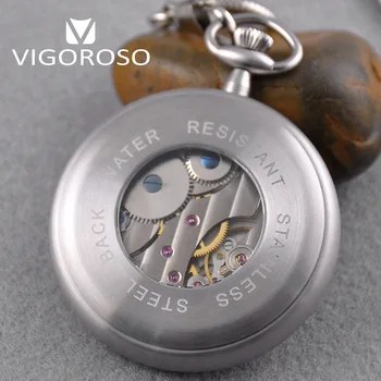 VIGOROSO водоустойчив пълна стомана имперски джобен часовник механичен завод старинни антични часовници отточенная неръждаема оригиналната кутия