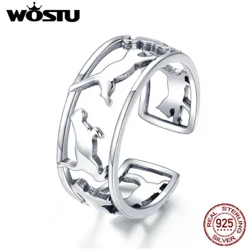 WOSTU New Fashion 925 сребро Happy Кити пръстени за жени годежен прост пръстен елегантен романтична бижута подарък FIR473