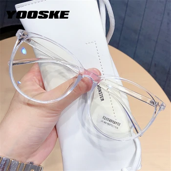 YOOSKE компютърни кръгли очила на Жените и мъжете анти синя светлина рамки за очила, прозрачни фалшиви очила детска оптични рамки
