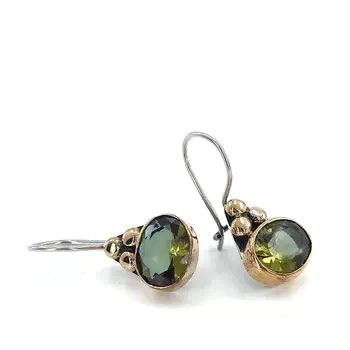 Автентичен Овалния Зултанит пръстен сребърни обеци обичай бижута обеци ръчно изработени подаръци мода emerald ушния декор
