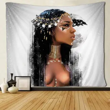 Афроамериканские Дамски Елегантни Завеси Хипи Изкуството На Черно Изкуство Стенен Монтаж