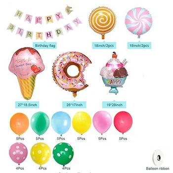 Бонбони, понички, сладолед фолио балон комплекти Arch Kit Set Sun Moon Star детски Рожден Ден, цветна украса на дома