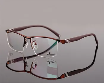 Високо Качество На Мода Мъжете Половината Рамки Сплав Пресбиопия Оптични Очила Черен Син Асферичните Лещи, Предписани Очила За Четене