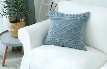 Геометричен хлопчатобумажный вязаный калъф за възглавници декоративни жълт бял син розов калъф за възглавница мека за домашно дивана легла хол 45x45cm