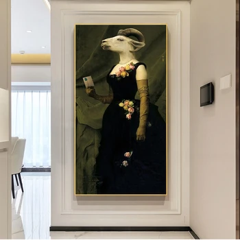 Граф козел творчески животно, маслени картини, печат върху платно художествени мнения и щампи Nordic ретро художествени картини за хол
