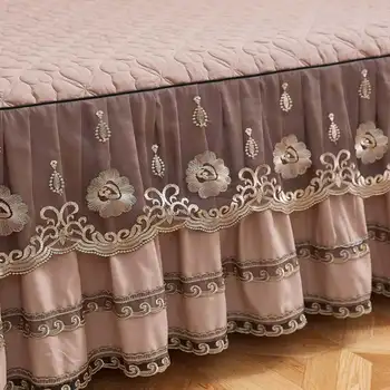 Европейските луксозни шалтета и 2 елемента калъфка дебел памучен пола легла със завързана на ръба на Twin Queen King Size комплект постелки нескользящий