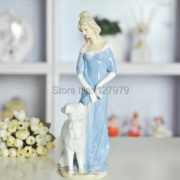 Жена и куче керамични дисплей порцелан начало декор статуя сватбен подарък декорация статуетка занаяти фигурка хол кабинет
