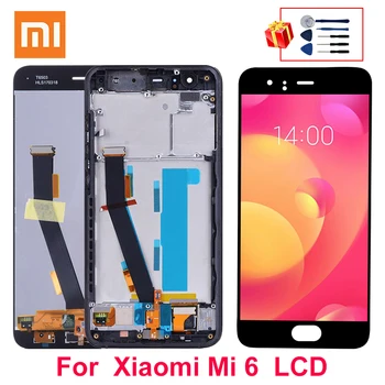 За Xiaomi Mi 6 LCD сензорен дисплей дигитайзер, монтаж на резервни части с рамка за Xiaomi Mi6 LCD дисплей с пръстов отпечатък