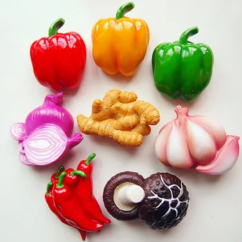 Зеленчукови серия чушка, царевица, броколи, домати, картофи 3D магнити за хладилник туристически сувенири, магнитни стикери за хладилник