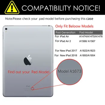 Калъф за iPad Air 2 модел A1566 A1567 Auto Sleep / Wake Up изкуствена кожа за iPad Air 1/2 пълно тяло защитни капаци стъкло