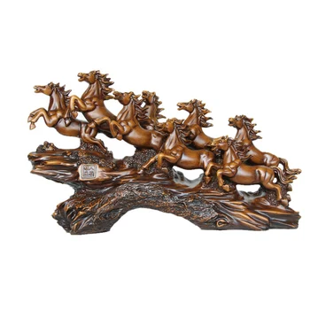 Китайски Осем Коня Абстрактна Скулптура На Фън Шуй Статуя На Катран Дървени Занаяти Успех Подаръци За Дома Интериор На Хола Бизнес Подарък