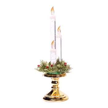 Коледна електронна свещ електронен светлина led свещ за коледна украса за парти Коледен подарък злато и сребро червен