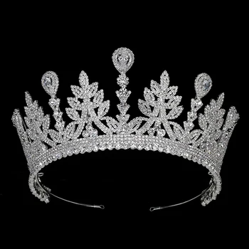Короната ХАДИАНА циркониевая диадема под формата на листа жени сватбата булката аксесоари за коса луксозни бижута за коса BC3809 Couronne De Mariage