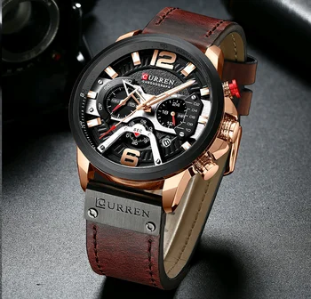 Луксозни мъжки часовник CURREN мода спортен мъжки часовник военен дизайн водоустойчив кожена ръчен часовник ежедневни календар човек часовник 8329