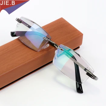 Луксозно качество диамантена кройката подрязване очила за четене мъжки очила без рамки пресбиопия далекогледство очила пресбиопические очила