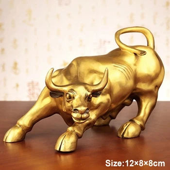 месинг бик на Уолстрийт едър рогат добитък скулптура мед талисман подарък статуя на изискан офис украса занаяти украшение крава Busi Y6L6