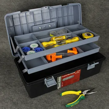 Многофункционален трислоен пластмасов комплект инструменти сгъваема хардуерни аксесоари кутия за инструменти организатор съхранение на части, пластмасов корпус инструмент
