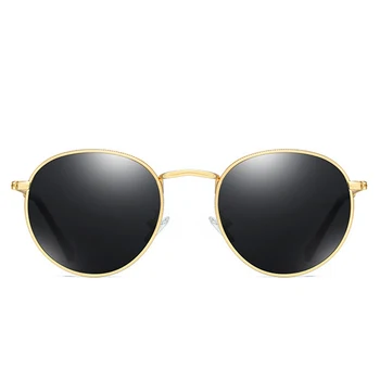 Мода Кръгли Слънчеви Очила Polarized На Мъже, Жени Ретро Steampunk Страна На Огледалото Слънчеви Очила На Луксозната Марка, Черни Полярни Очила За Шофиране