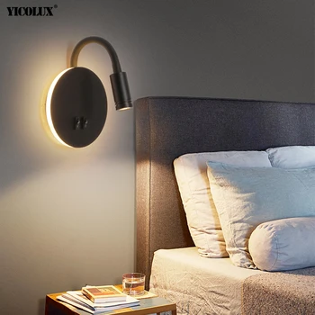 Модерният led, с монтиран на стената лампа за спалня нощни кабинет вътрешен кръг iron светлина практичен лампа Deco Maison четене осветителни тела