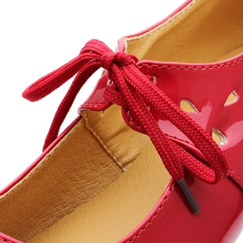 Момичета, Детски се включи танц обувки лъскава лачена изкуствена кожа чрез шнурове бебешко се включи танц обувки черен червен Учител сценична обувки размер на 2640