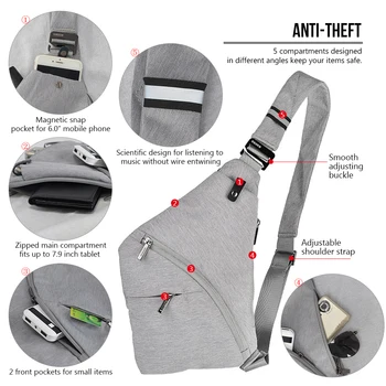 Мъжете анти-кражба сигурност нагрудная чанта тактически пистолет чанта кобур мъжки предни кръст на тялото прашка чанта за джоб за съхранение на рамо раница