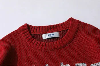 мъжката марка на приливи и отливи през цялата силует двумерен cartoony герой жаккардовый пуловер Harajuku стил двойка тенденция свободен пуловер пуловер