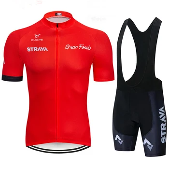 Нов 7 цвята STRAVA Pro Bicycle Team с къс ръкав Трико Ciclismo мъжки Колоездене Джърси лятото дишащи Колоездене дрехи, комплекти