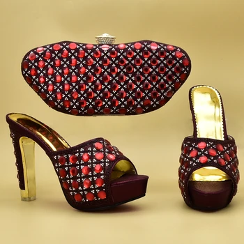 Обувки и чанта комплект африкански комплекти 2020 високо качество на Нигерия Party Shoes and Matching Bag Set Дамски обувки на висок ток за сватба